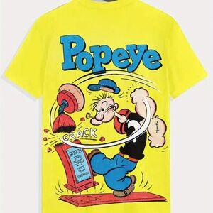 Men’s Yellow Popeye Punching Short Sleeve T Shirt Size 2XL